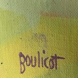 HST painting "Still life with pomes and carafe" signed Boulicot Modern Art (XX°)