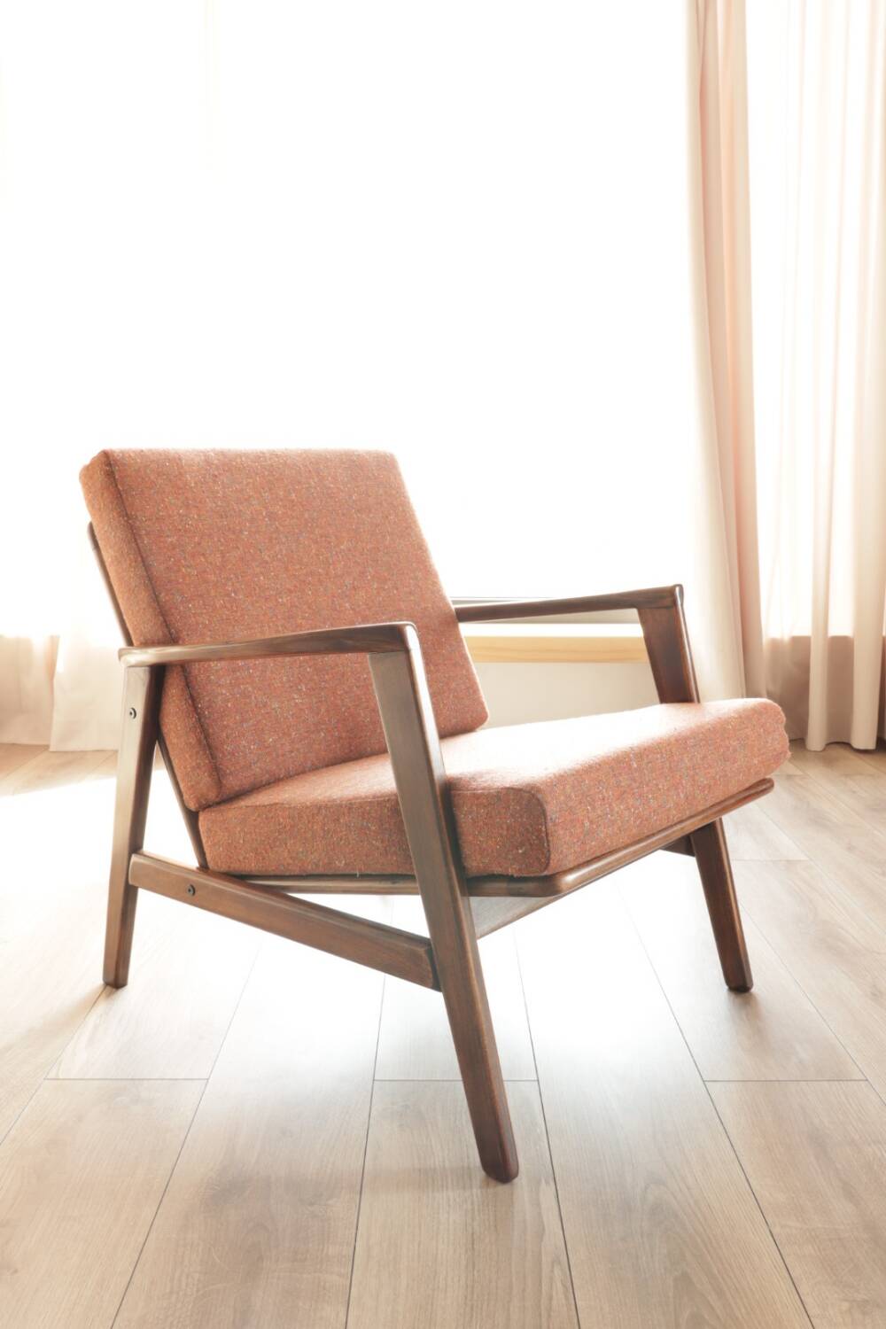 Vintage rust bronze armchair Scandinavian design 1960