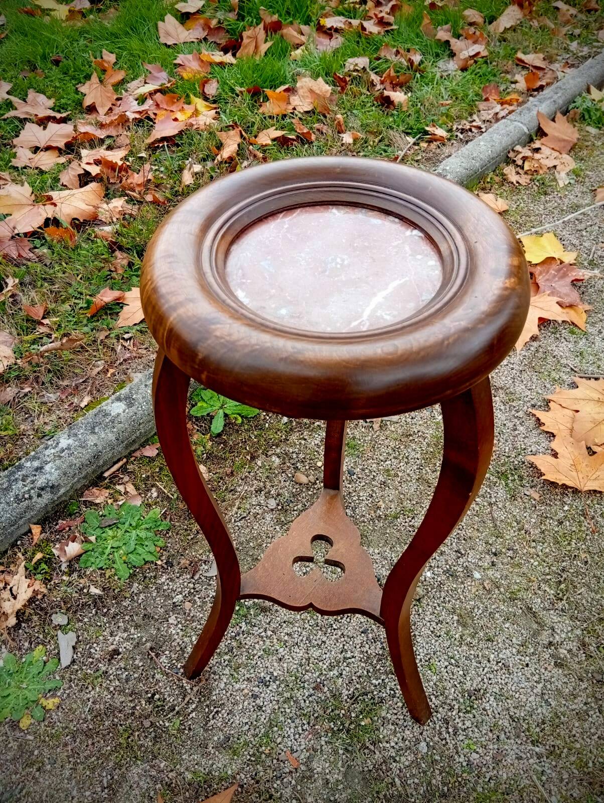 Wood and marble stool