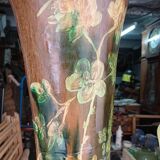 Large ceramic vase on a column, 1.49 meters tall, circa 1900, in its original condition.