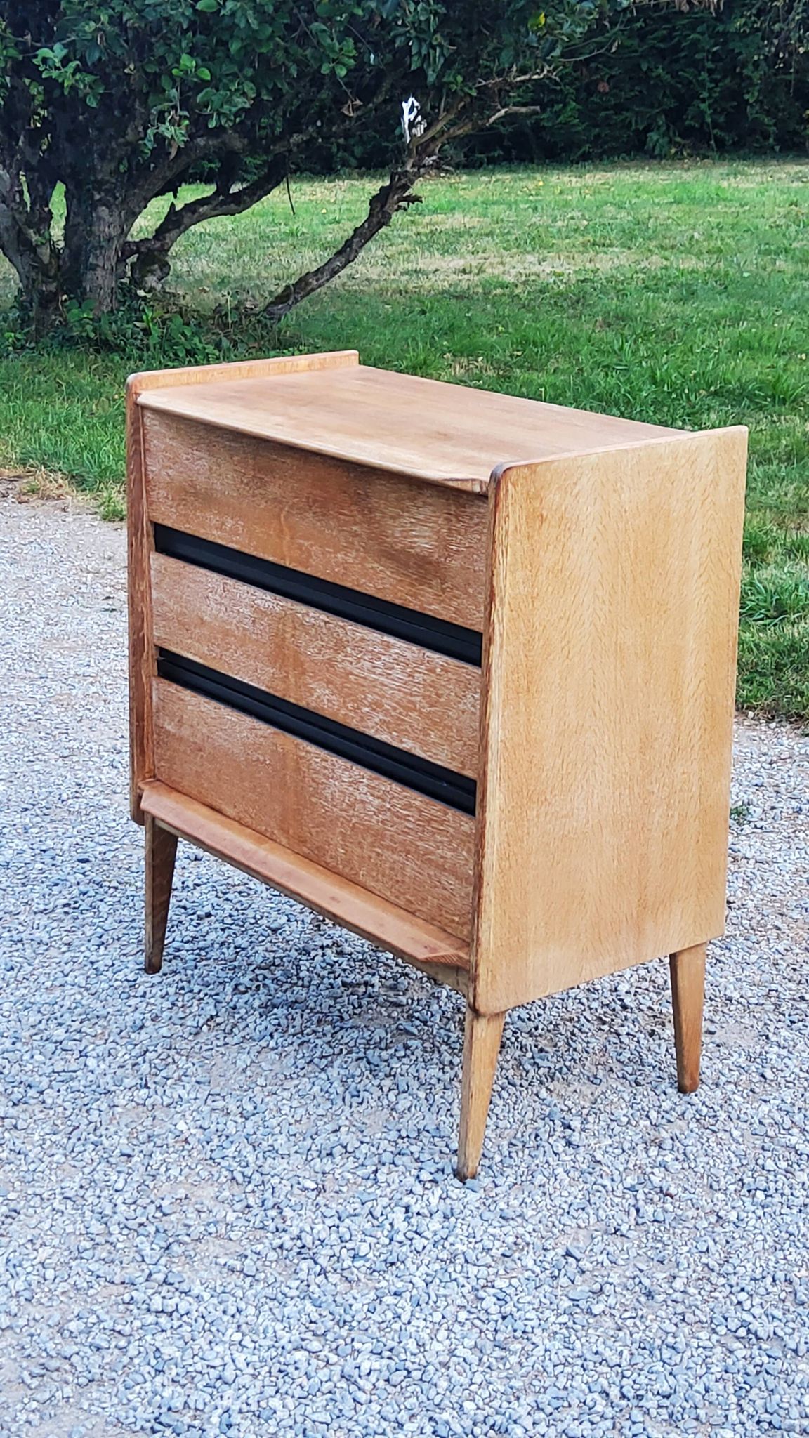 Vintage Gérard Guermonprez chest of drawers with 3 compass feet from the 50s
