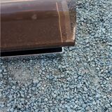Coffee table from the 70s in chromed steel and smoked plexiglass double swivel trays