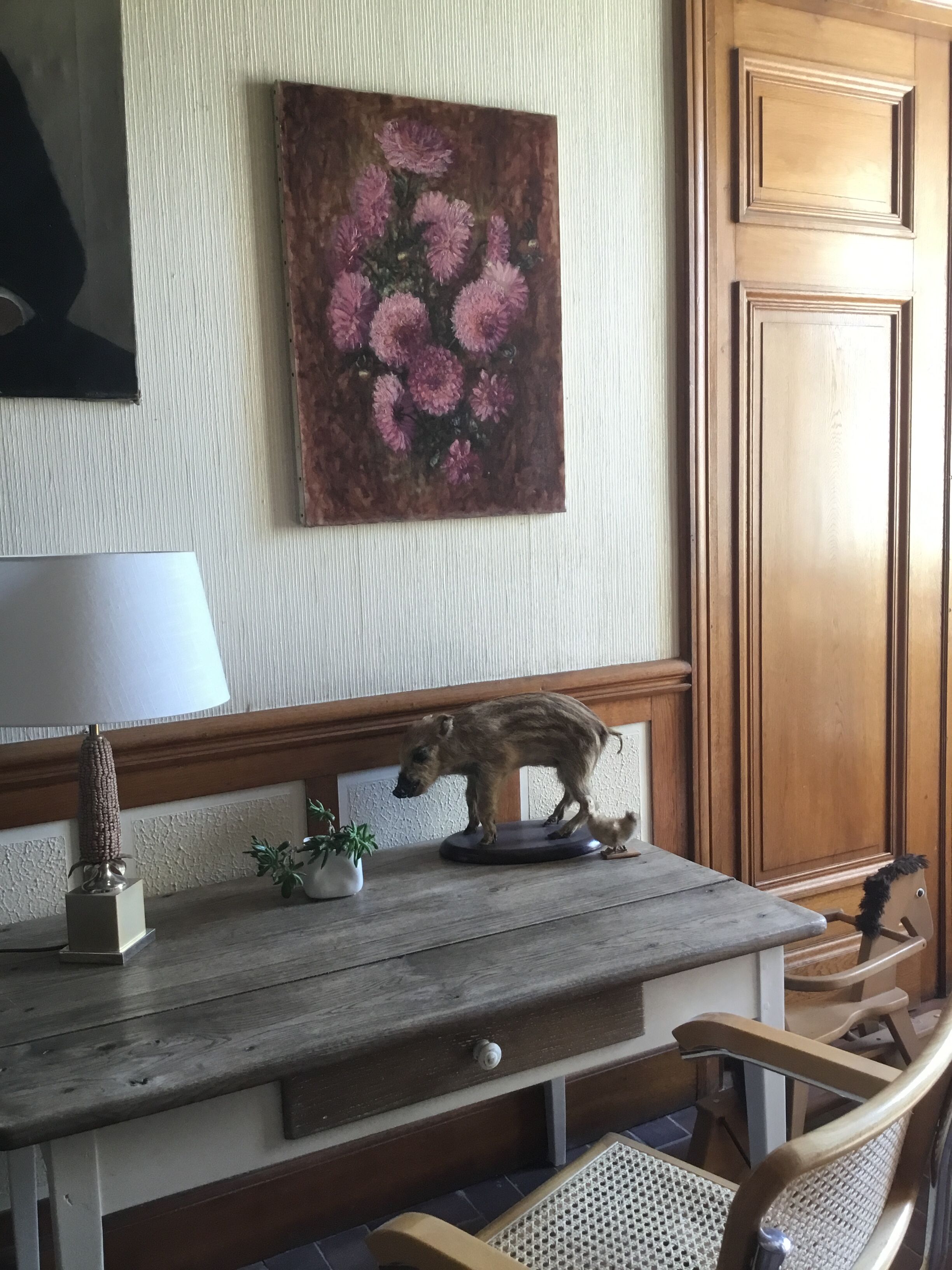 Huile sur toile « Dahlias »
