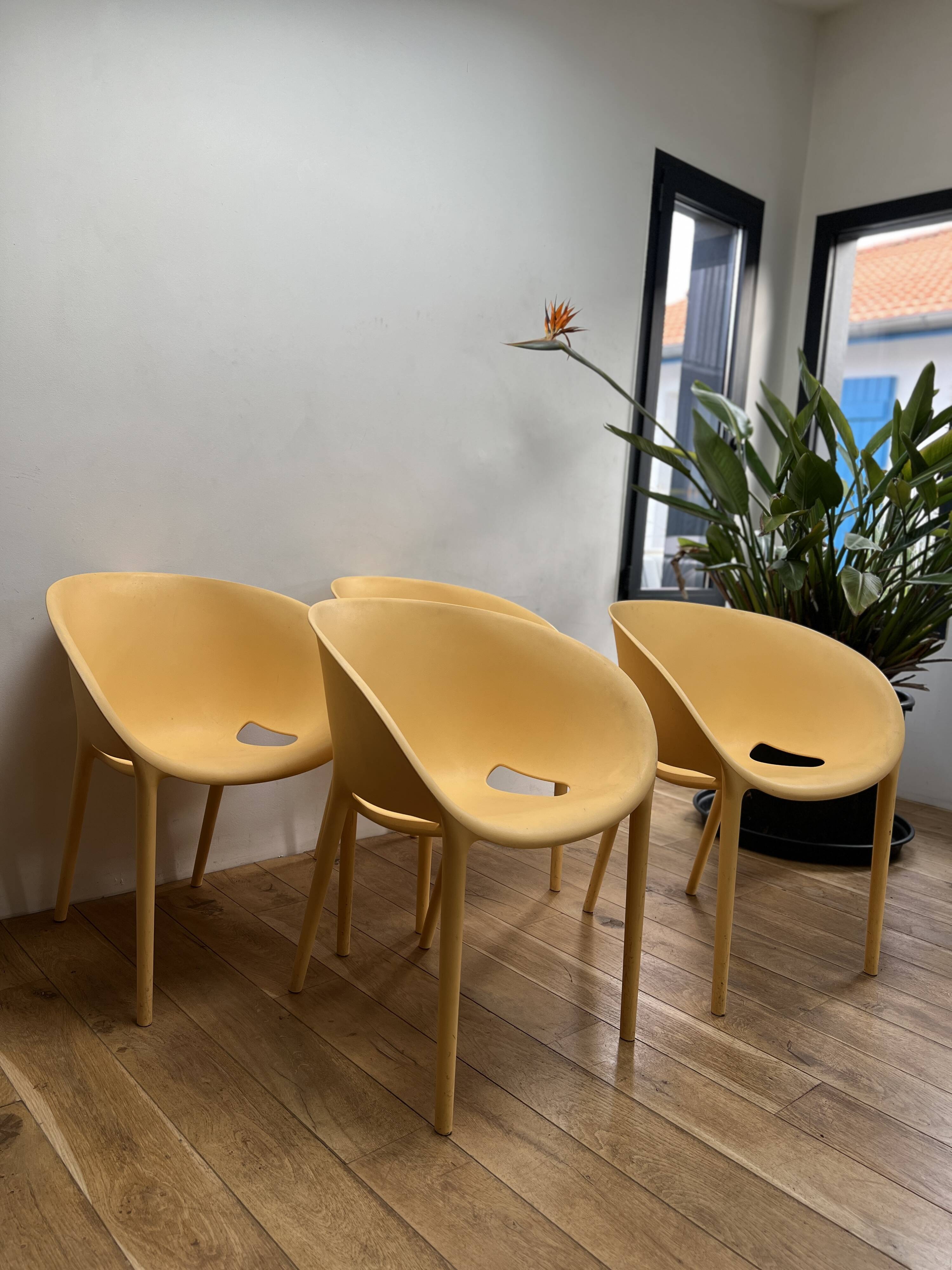 Series of 4 Soft Egg armchairs by Starck for Driade, Italy