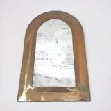 Miroir en laiton demi-lune glace piquée