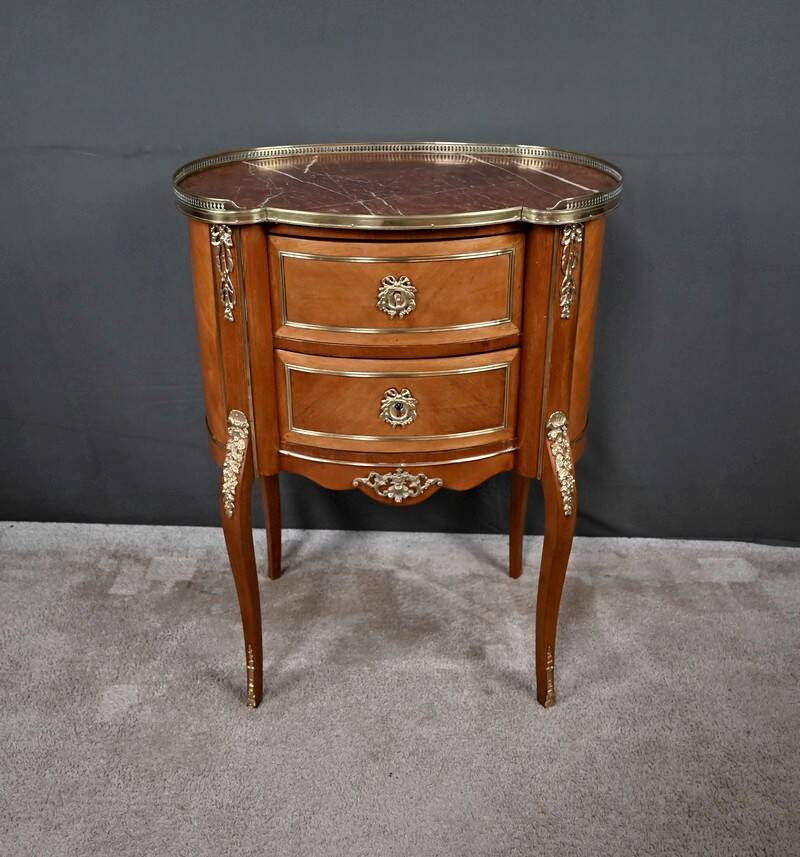 Small Kidney-Shaped Mahogany Chest of Drawers, Transition Style – Early 20th Century