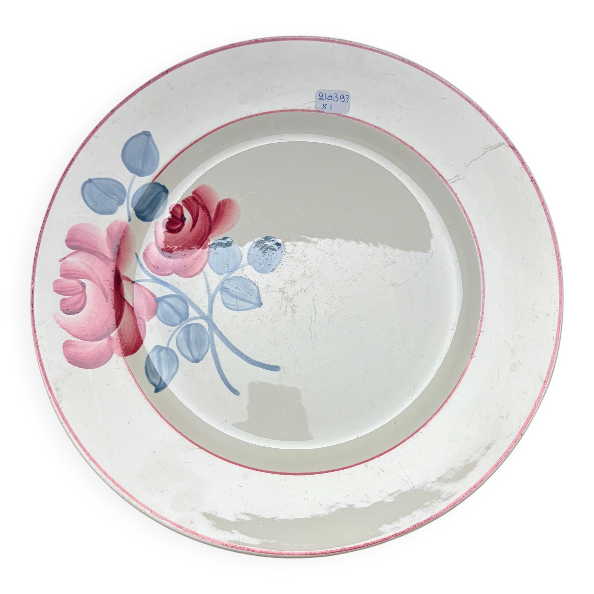 Plat rond vintage HBCM décoré à la main 210393