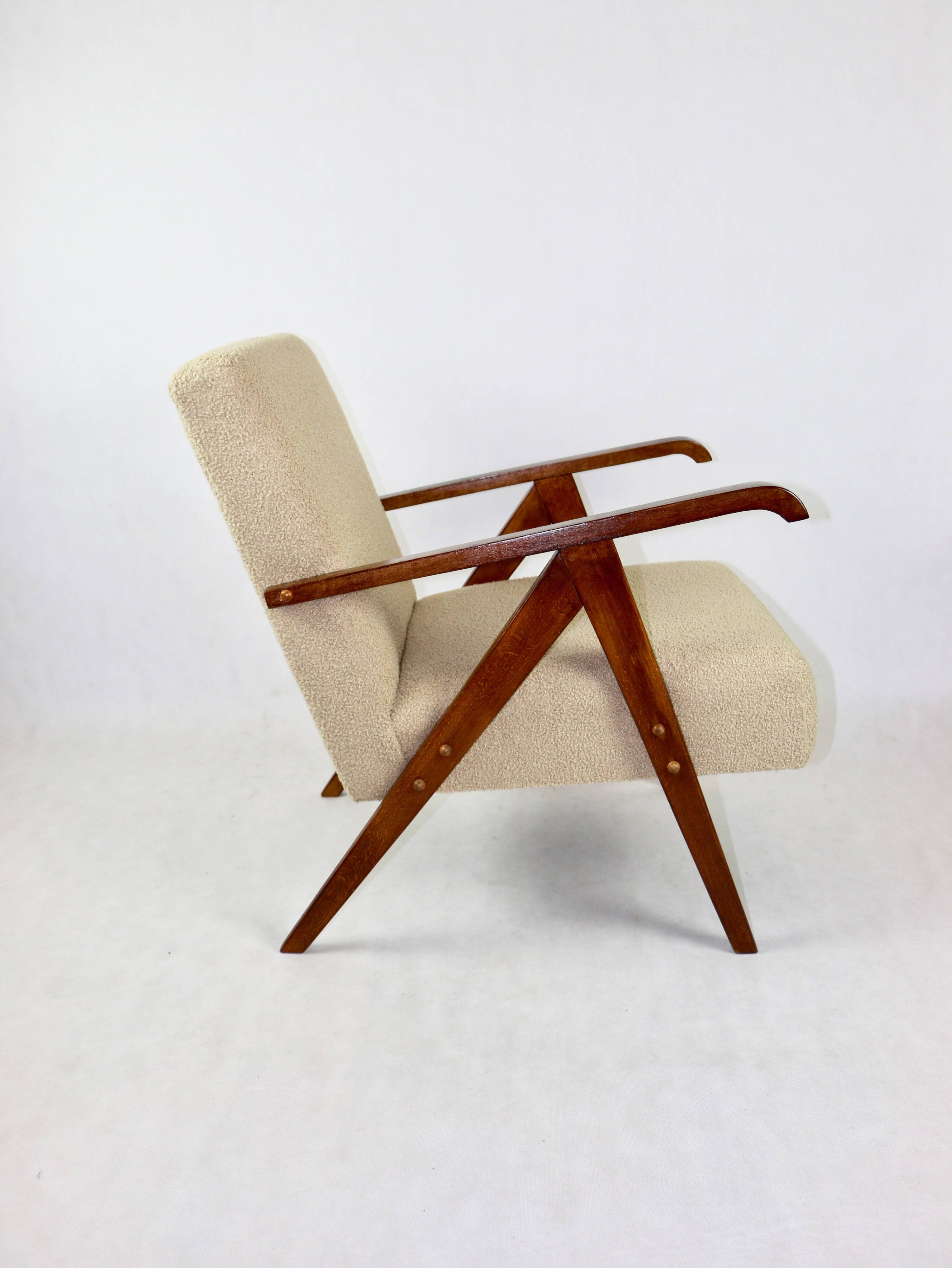 Vintage Beige Boucle Armchair in Style of Var B310, 1970s