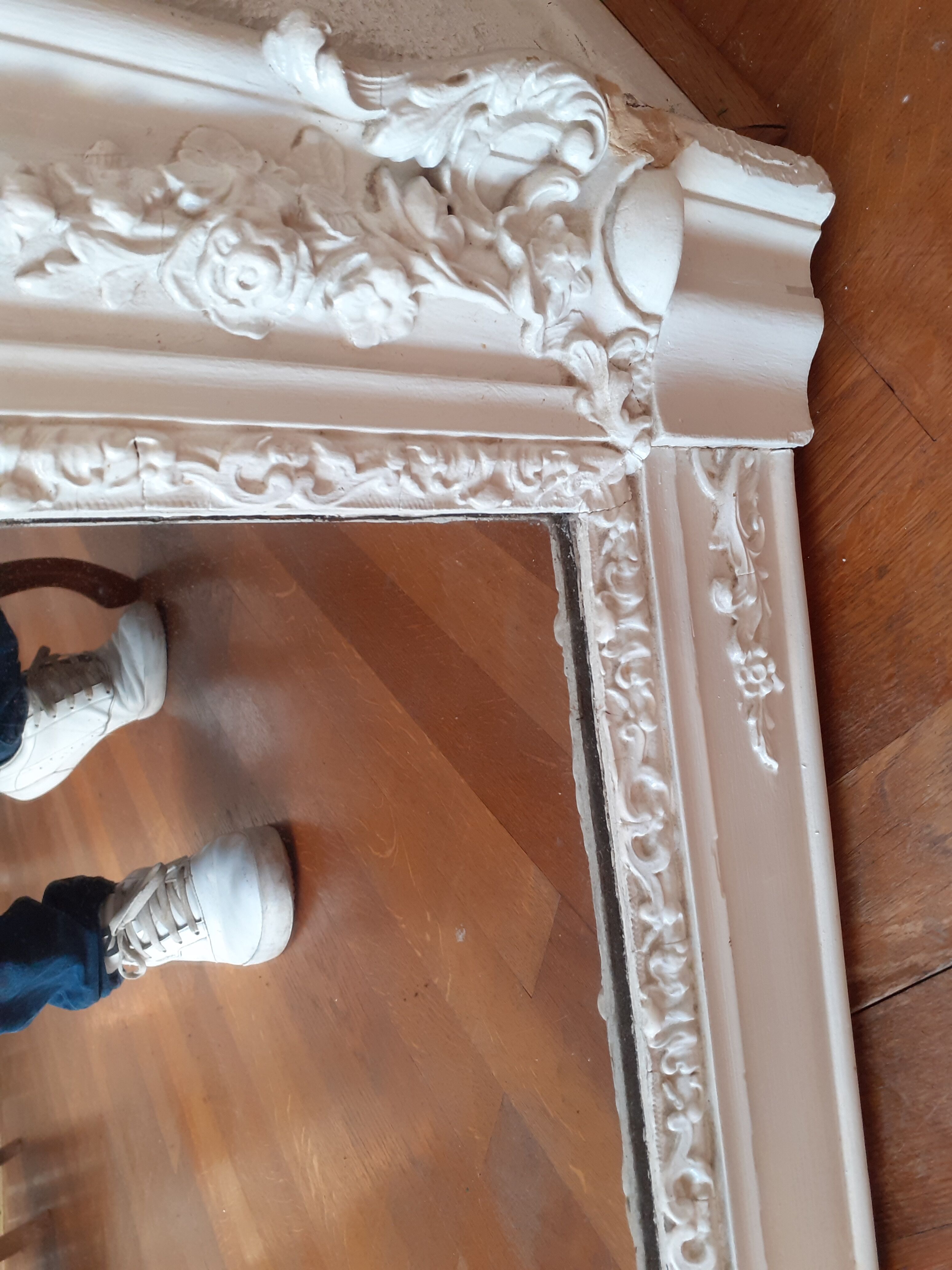 Fireplace mirror painted white 102x130cm