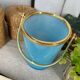 Vintage ice bucket in blue opaline and gold metal
