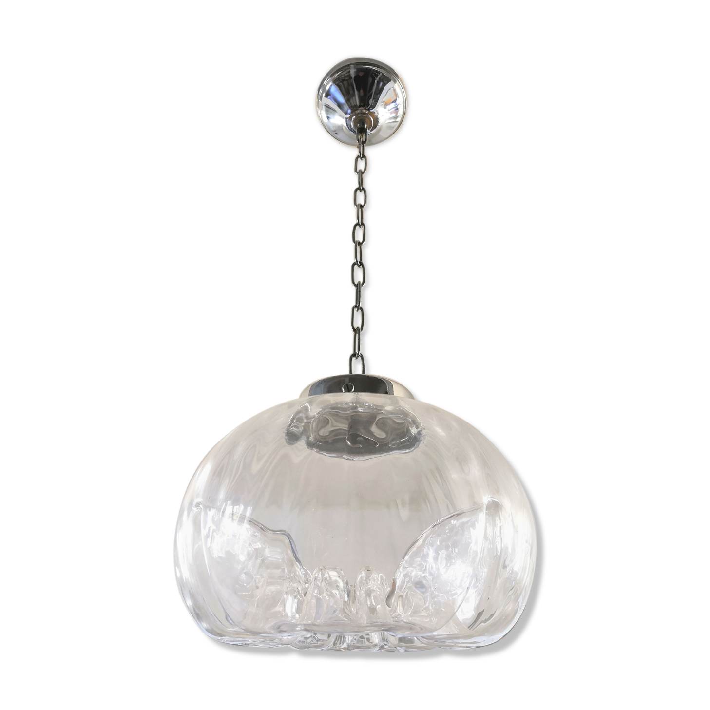 Suspension in pleated glass type Mazzega design 70s