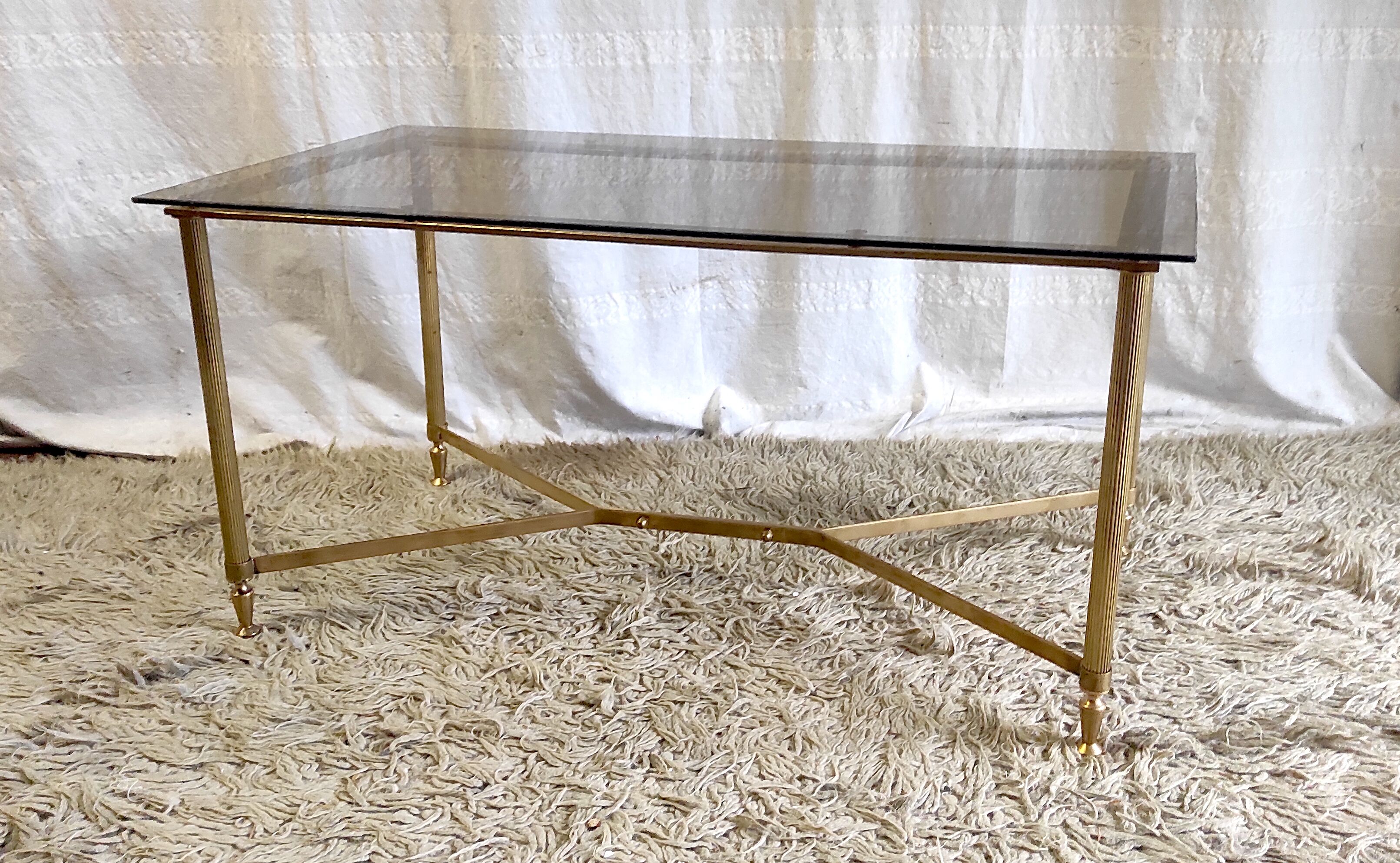 Brass coffee table and smoked glass 60s/70s