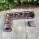 Modular sectional soft dark brown leather sofa by Arflex, Italy 1970