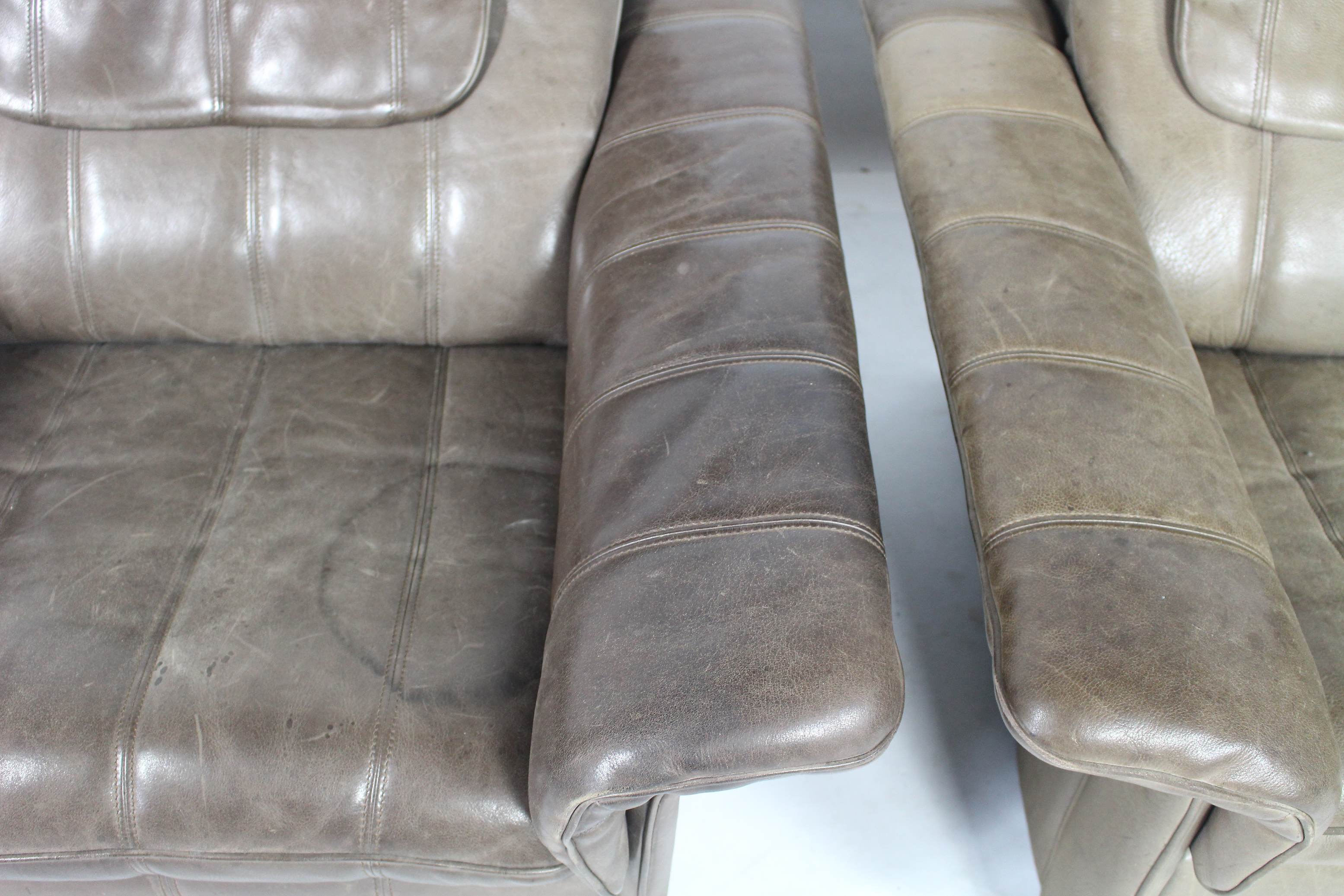 Pair of buffalo leather lounge chair 1970's