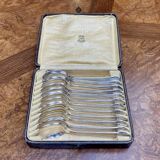 Set of 12 small silver-plated Art Deco style spoons