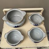 Set of 3 bowls + 1 large vintage ceramic pot