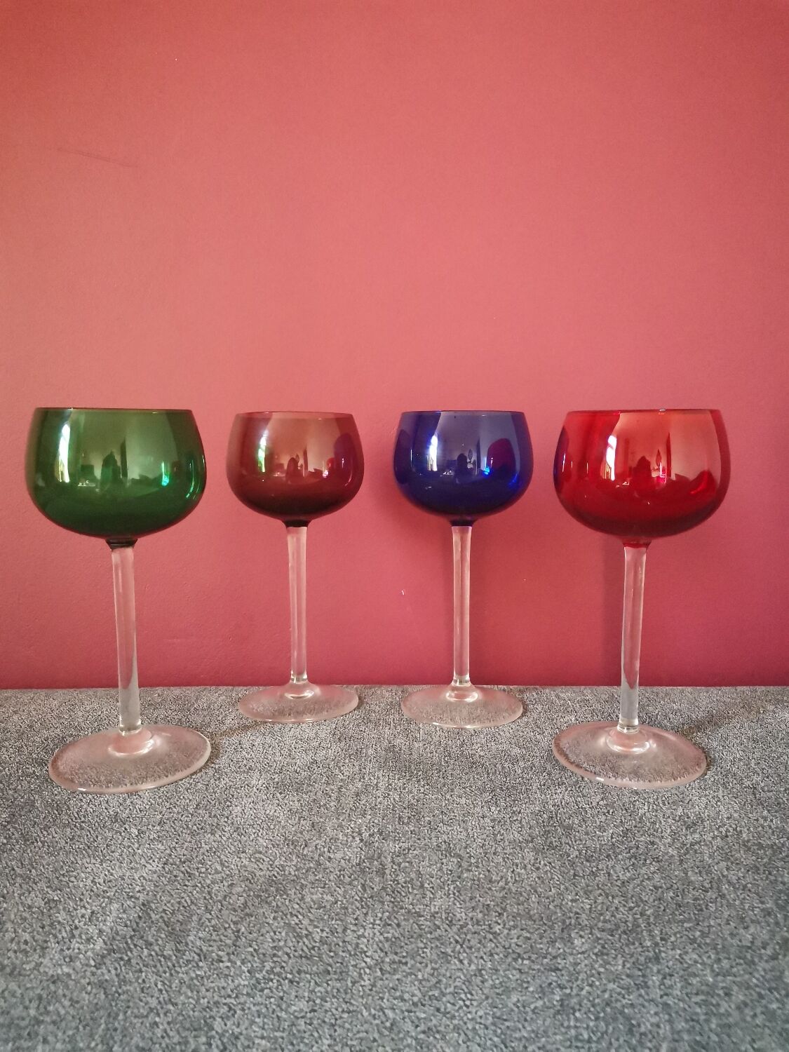 Multicolored stemmed glass assembly