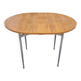Table pliante, formica imitation bois, vintage, années 60
