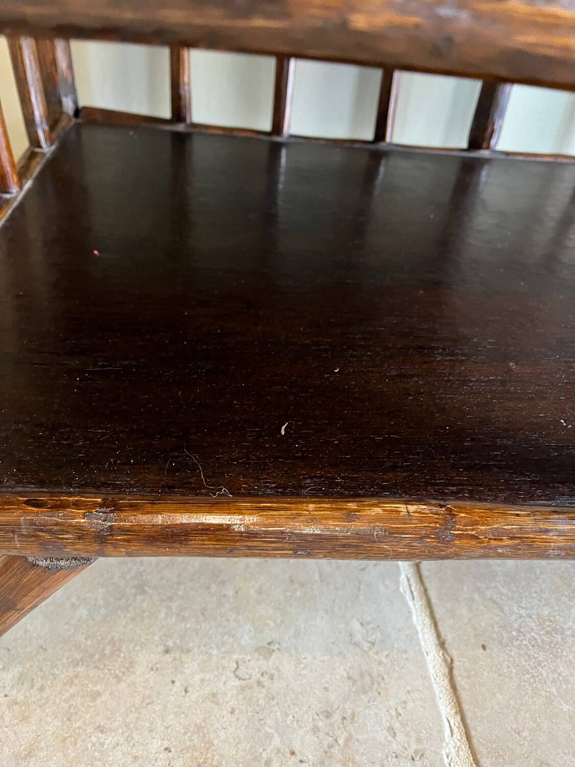 Brown rattan console shelf