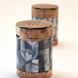 Ensemble sel et poivre Art déco vintage – Laiton et nacre, années 1930-1950