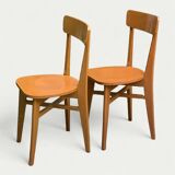 Paire de chaises bistrot caramel 1950