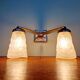 Art Deco double wall light in nickel-plated bronze, Lustrerie Bruxelloise, 1920-30