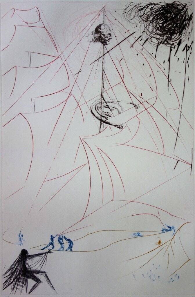 Salvador DALI: Phantom Ship - Original signed drypoint