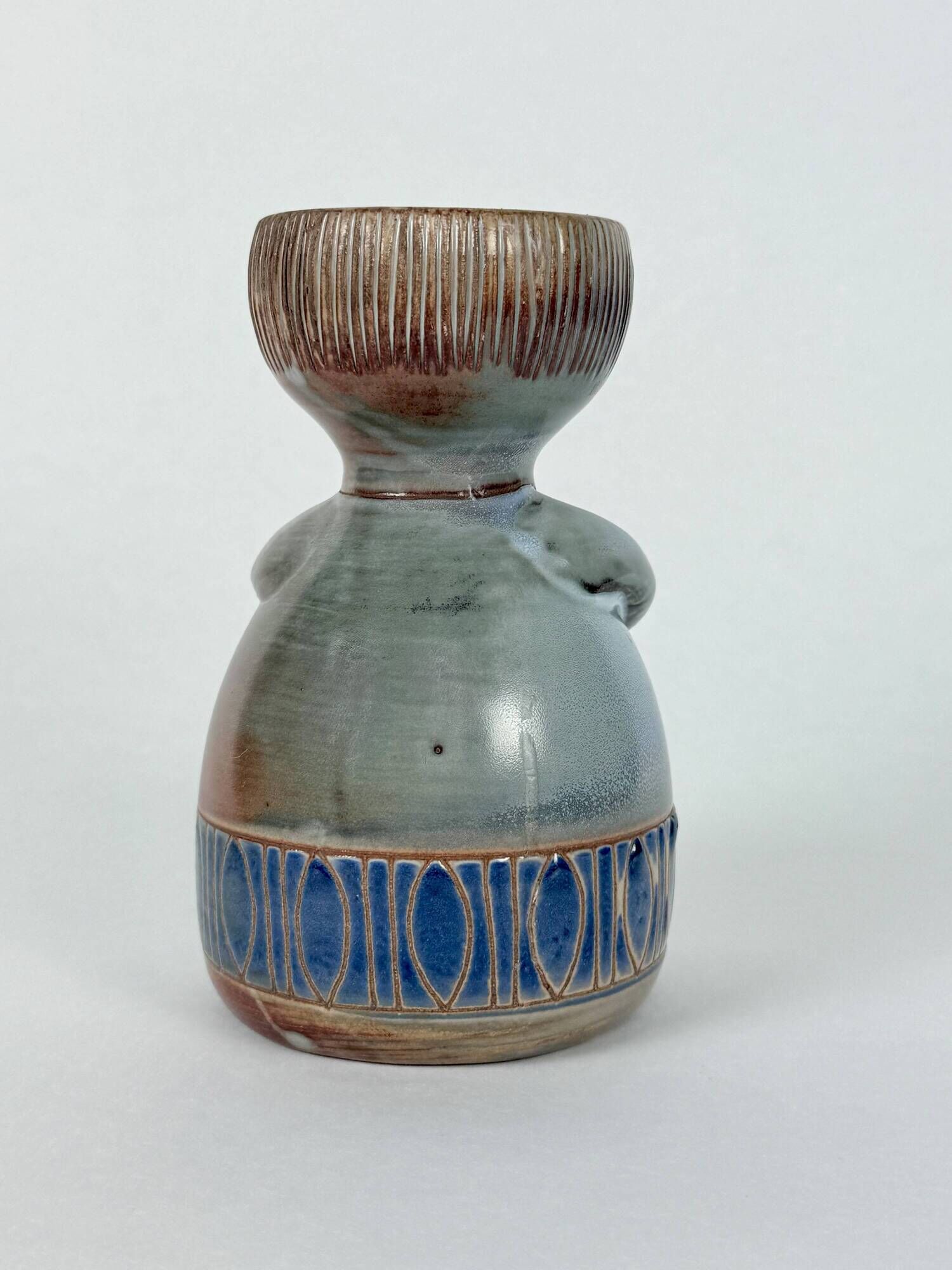 Vintage anthropomorphic stoneware photophore vase in the style of Sébastien Claramunt Pouchain.