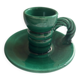 Vallauris green ceramic candlestick