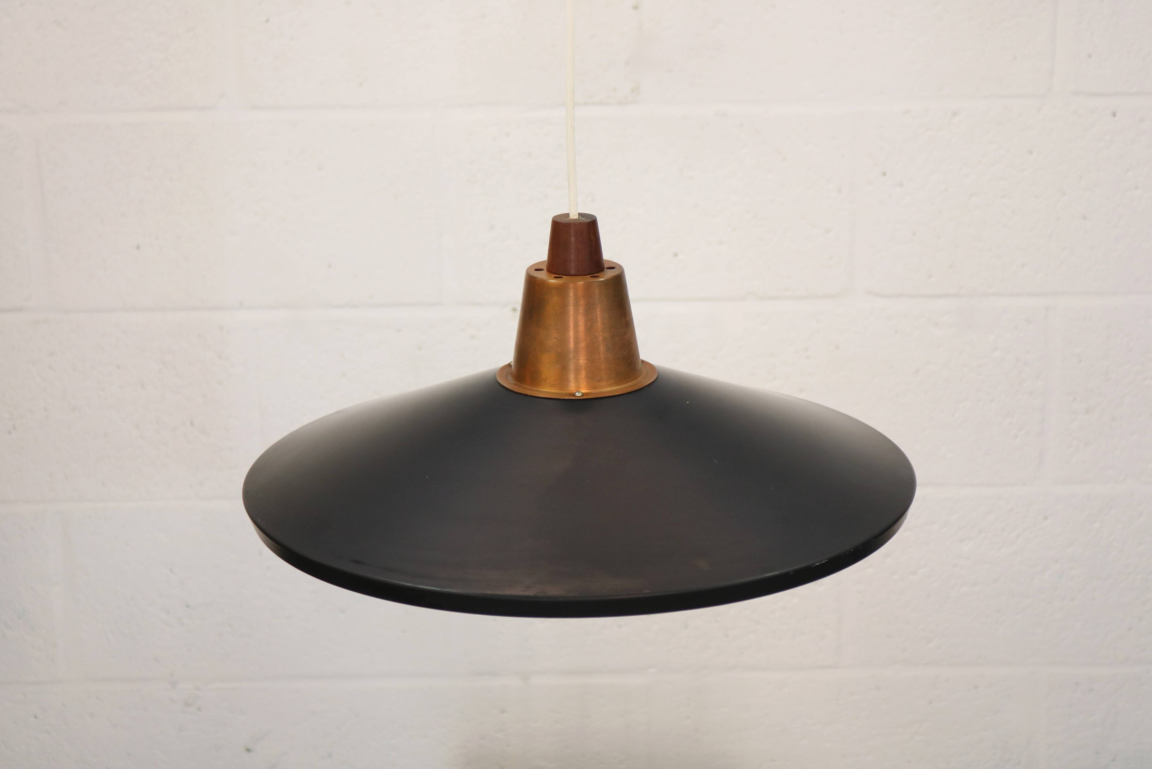 Rare Mid-Century Danish design lamp ,1960s -black&white metal& solid copper