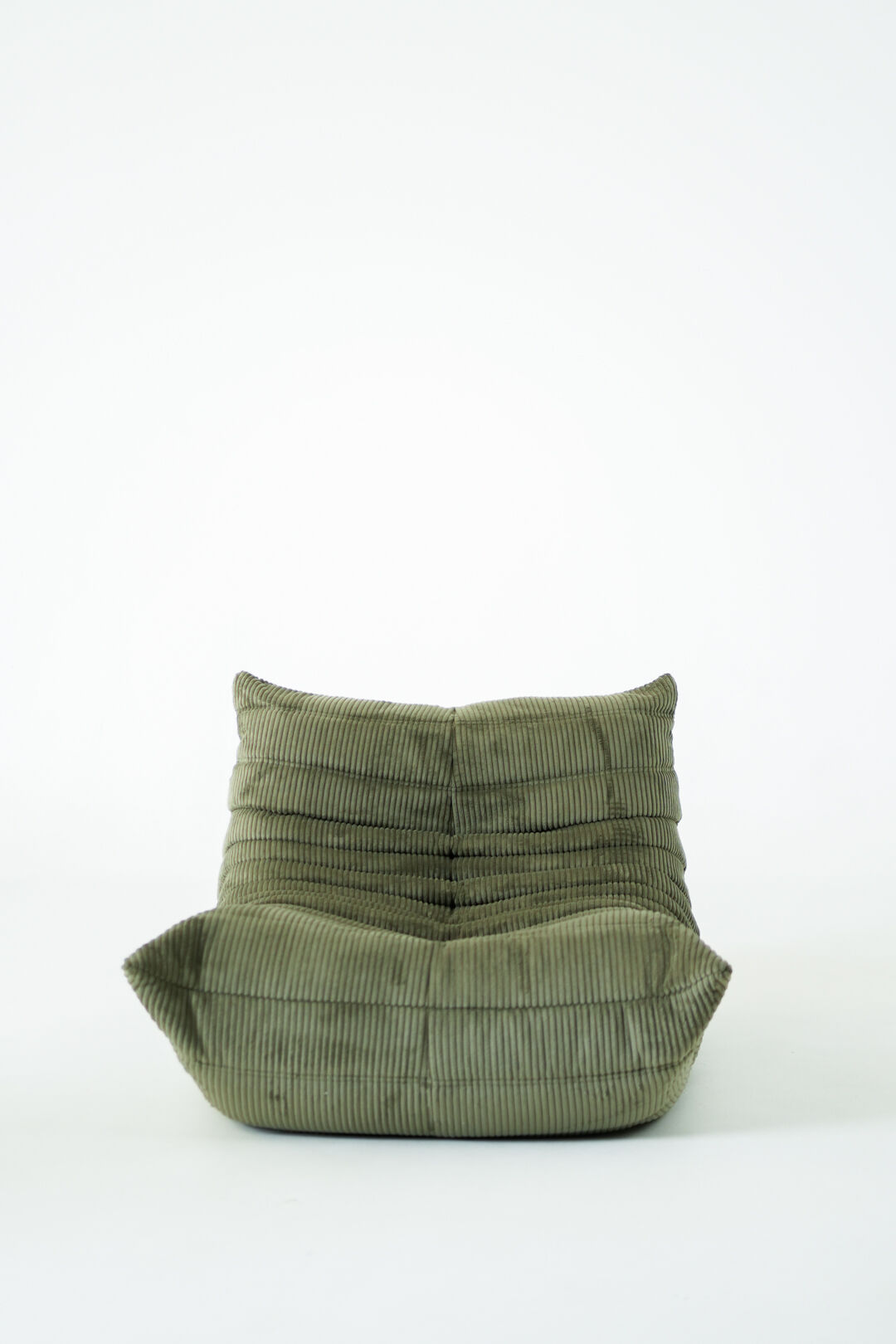 Togo Armchair and Pouf in Khaki wide Corduroy