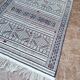 Handwoven Kilim rug made of camel wool, silk, and cactus – blue