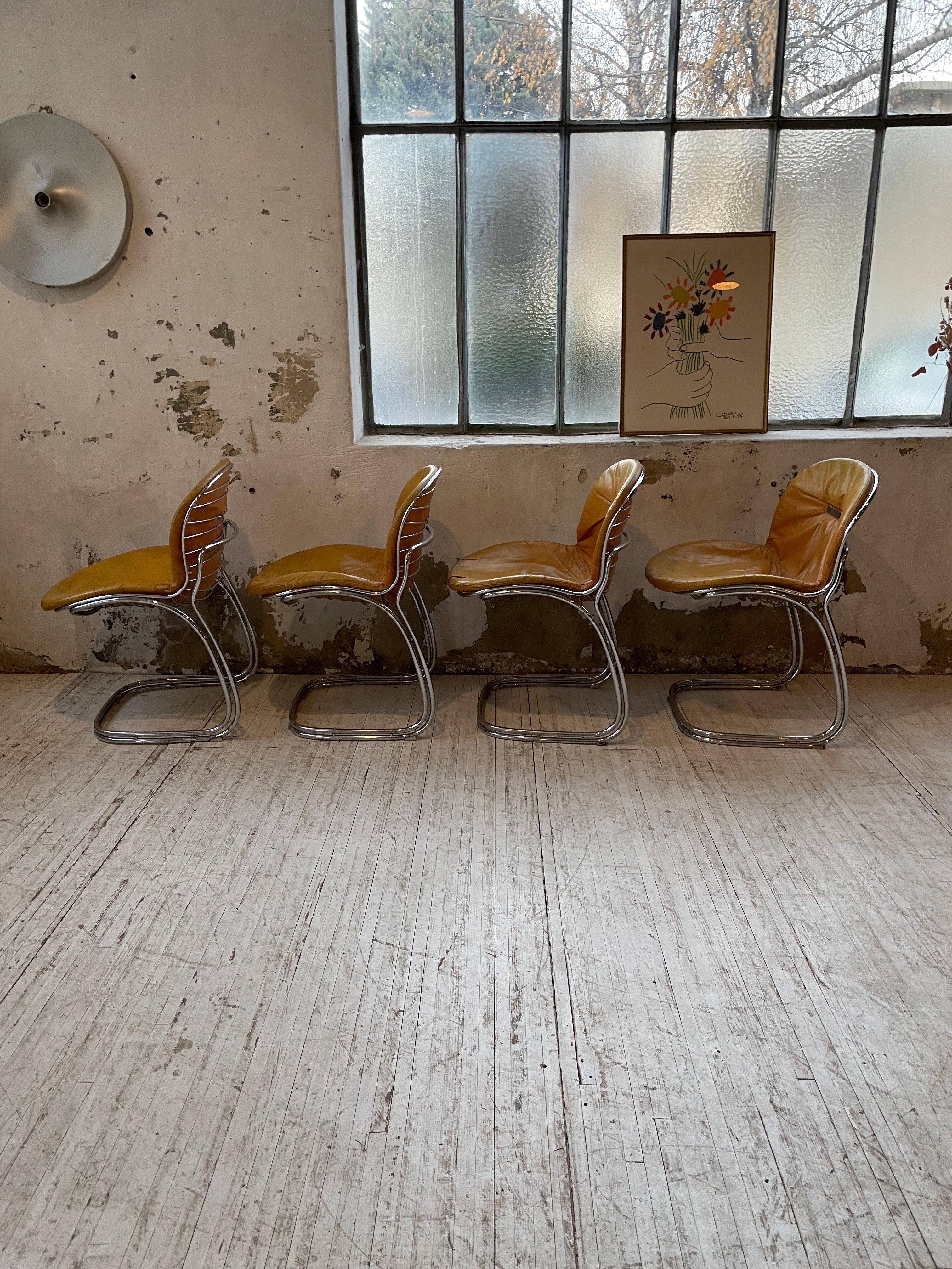 4 chairs Rinaldi "Sabrina" yellow leather