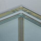 Brass and chrome coffee table with four nesting tables 1970