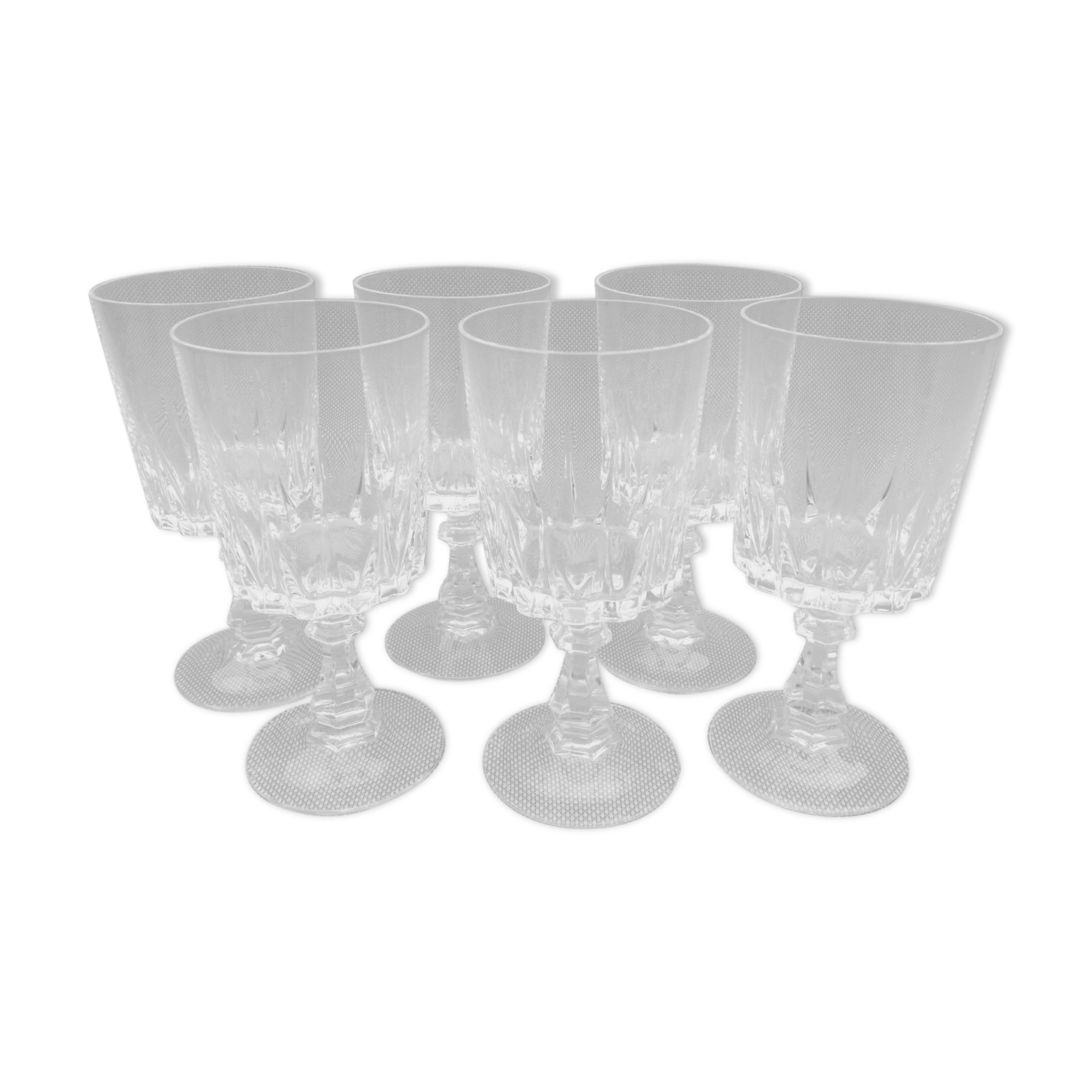 Set of 6 old vintage art pop wine glasses
