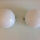 Pair of globe half moon ceiling lights in opaline vintage 60s-70s