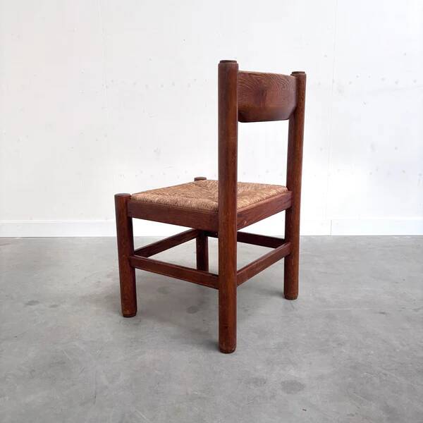 Oak and wicker dining chairs, 1960s