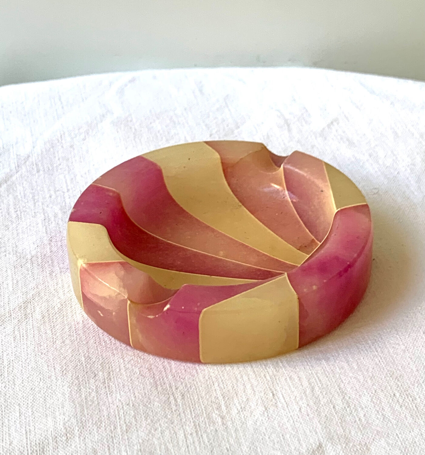 Old vintage psychedelic ashtray in stone