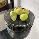 7 black ceramic plates