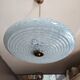 Art deco ceiling lamp in light blue clichy glass