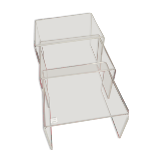 Ensemble de trois table gigogne en plexiglas