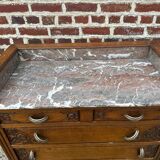 Art Deco chest of drawers, marble top, solid oak, dressing table