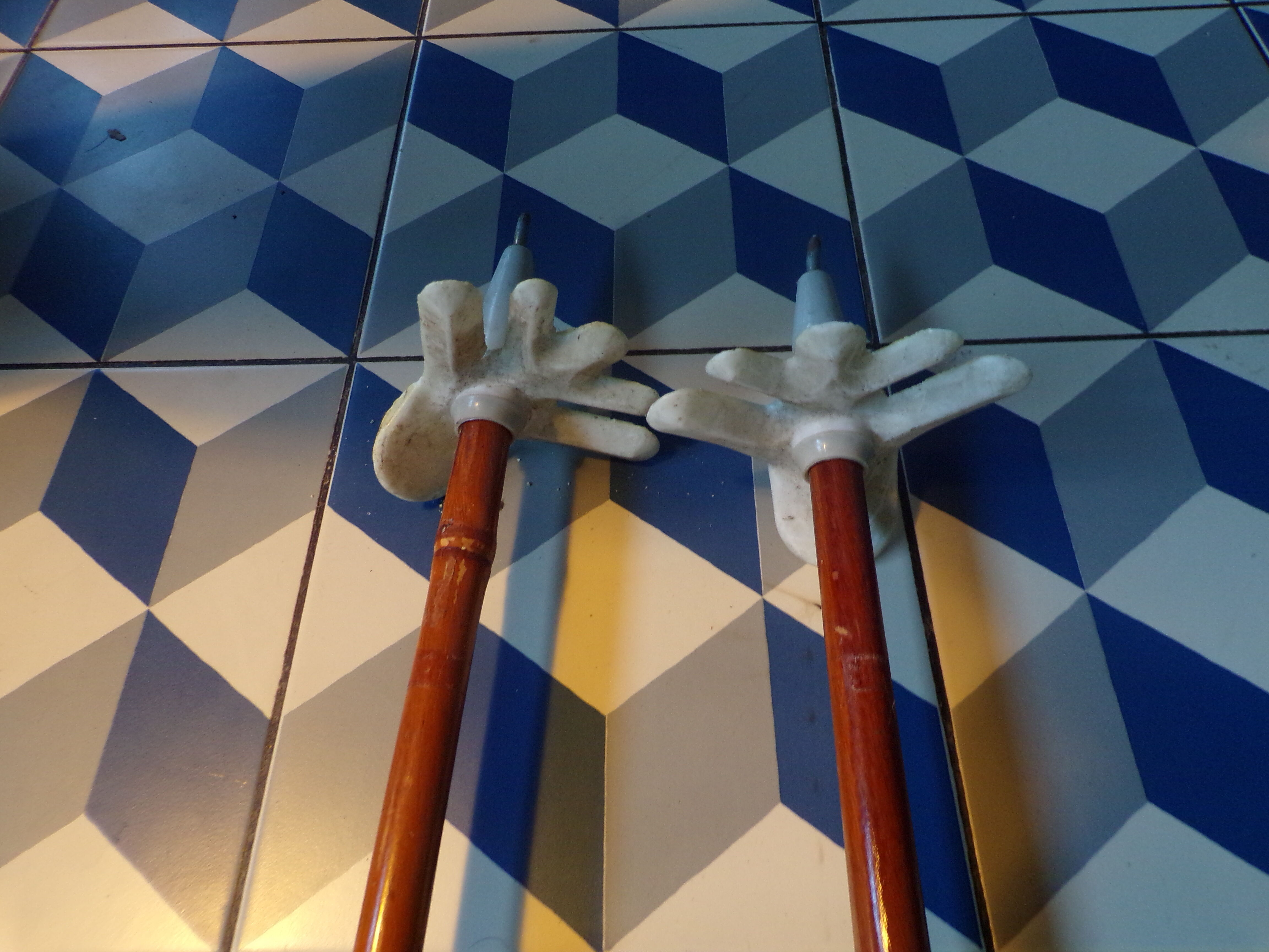 Pair of vintage reed ski poles