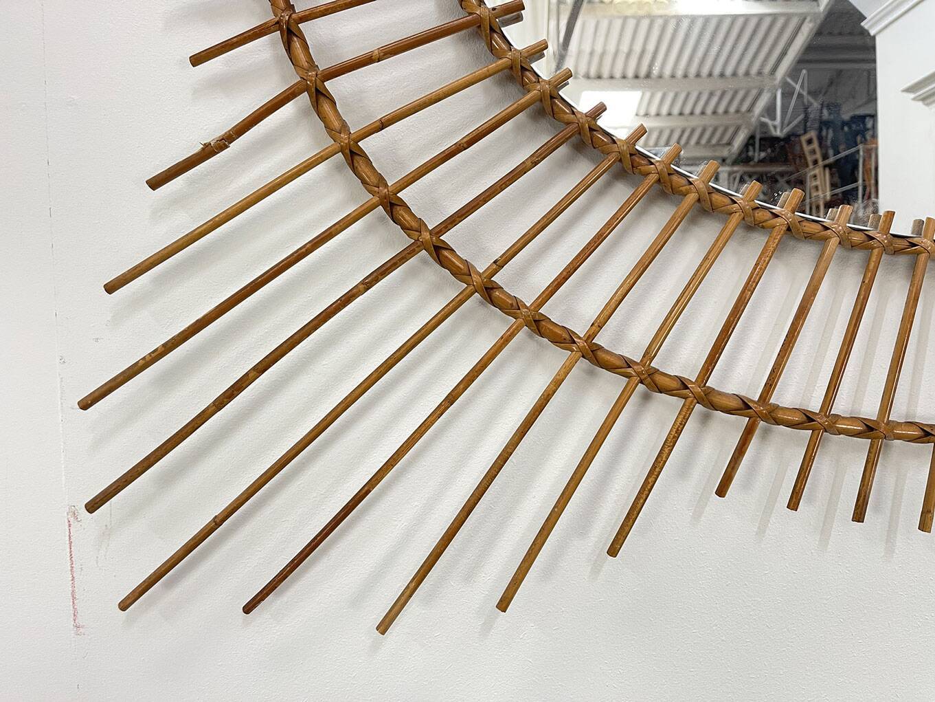 Large rattan sun mirror 1960