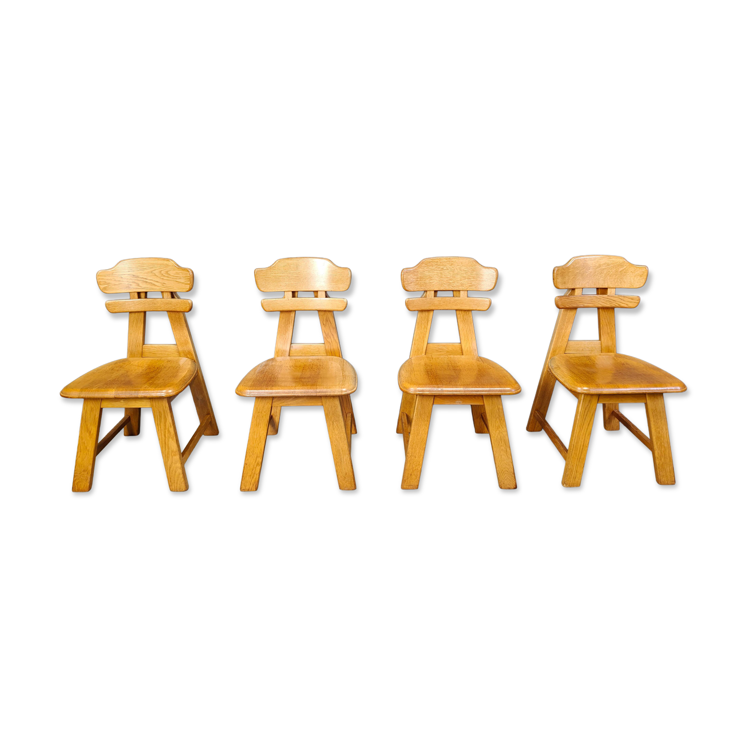 Vintage Dutch brutalist oak dining chairs, 1960s
