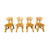 Chaises brutalistes néerlandaises en chêne, années 1960