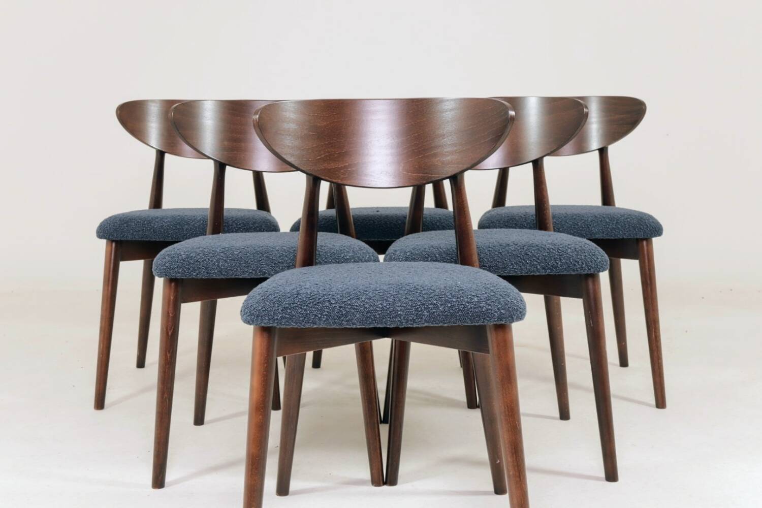 Chaises de salle à manger bouclé bleu marine lot de 6