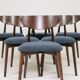 Chaises de salle à manger bouclé bleu marine lot de 6