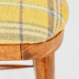 Set of 3 natural wood yellow wool bar stools