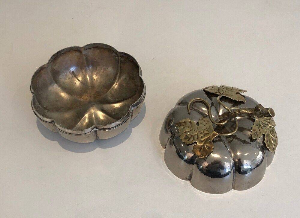 Silver-plated and brass pumpkin ice bucket